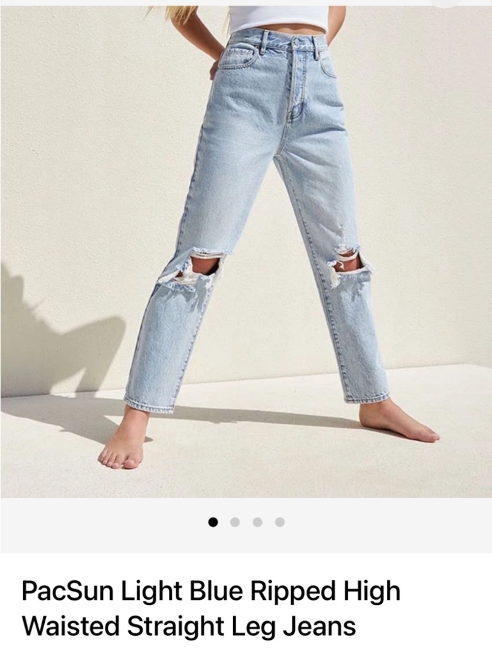 PacSun High-Waist Ripped Straight Leg Jeans - Picture 2 of 7